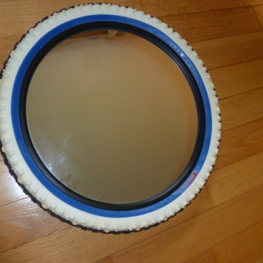 Ikea Volda BMX tire mirror , blue and white